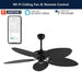 52 in. Tropical Ceiling Fan without Light, Coastal Ceiling Fan with App/Remote Control for Bedroom Living Room-ErisView