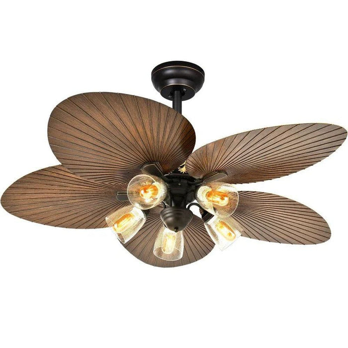 52 in. Tropical Fanlight with Light Kit, Palm Leaf Ceiling Fan with Remote for Living Room Bedroom Porch-ErisView