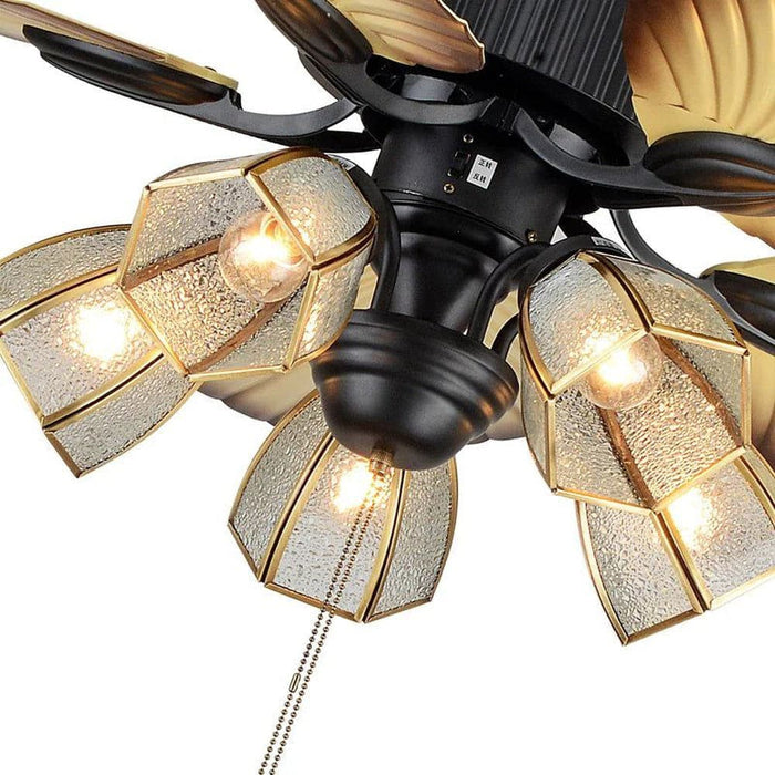 52 in. Tropical Indoor Outdoor Ceiling Fan with Light Kit Pull Chain, Quite Ceiling Fan for Dining Room Living Room Bedroom-ErisView