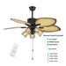 52 in. Tropical Indoor Outdoor Ceiling Fan with Light Kit Pull Chain, Quite Ceiling Fan for Dining Room Living Room Bedroom-ErisView