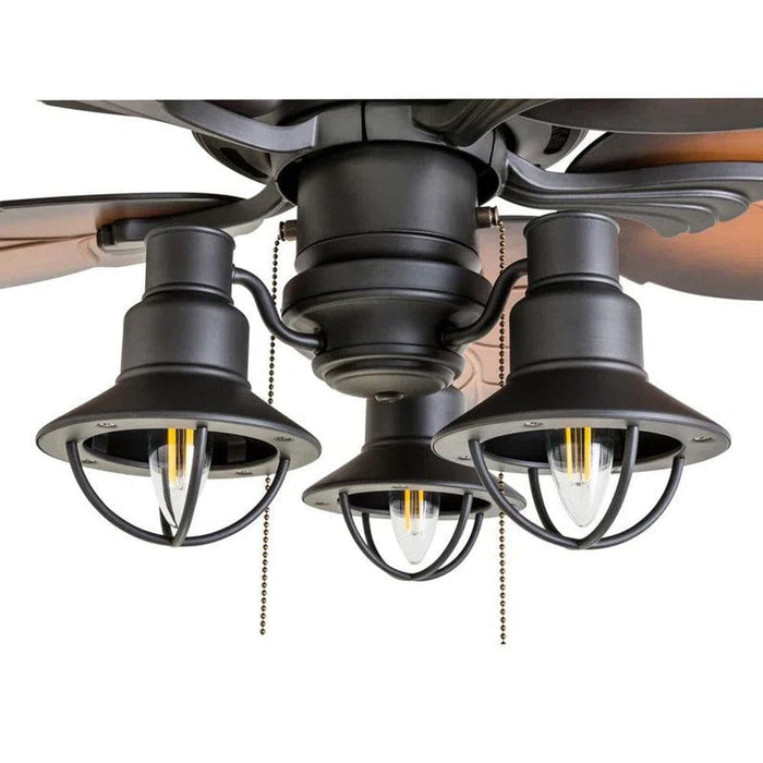 52 in. Tropical Indoor Outdoor Ceiling Fan with Light Kit Pull Chain Remote Control, Weather Resistant Bronze Ceiling Fan with Leaf Blade-ErisView