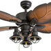 52 in. Tropical Indoor Outdoor Ceiling Fan with Light Kit Pull Chain Remote Control, Weather Resistant Bronze Ceiling Fan with Leaf Blade-ErisView