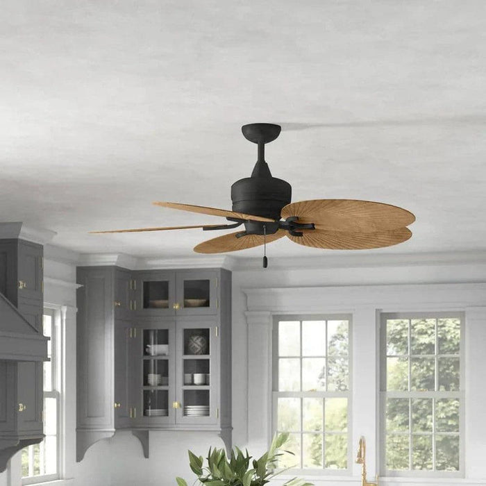 52 in. Tropical Indoor Outdoor Ceiling Fan with No Light, 5-Blade Coastal Ceiling Fan for Living Room Patio Porch-Black-ErisView