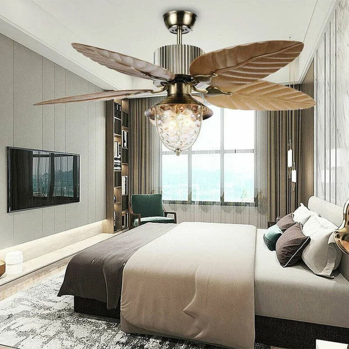 52 in. Tropical Modern Ceiling Fan with Glass Shade and Remote Control, Farmhouse Ceiling Fan with LED Light Kits for Living Room Dining Room Bedroom-ErisView