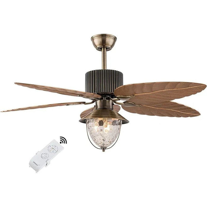 52 in. Tropical Modern Ceiling Fan with Glass Shade and Remote Control, Farmhouse Ceiling Fan with LED Light Kits for Living Room Dining Room Bedroom-ErisView