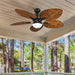 52 in. Tropical Outdoor Dimmable Ceiling Fan Light for Patio, Reversible Palm Ceiling Fan with LED Light Remote Control-Dark Brown-ErisView