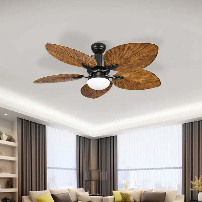 52 in. Tropical Outdoor Dimmable Ceiling Fan Light for Patio, Reversible Palm Ceiling Fan with LED Light Remote Control-ErisView