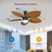 52 in. Tropical Outdoor Dimmable Ceiling Fan Light for Patio, Reversible Palm Ceiling Fan with LED Light Remote Control-ErisView