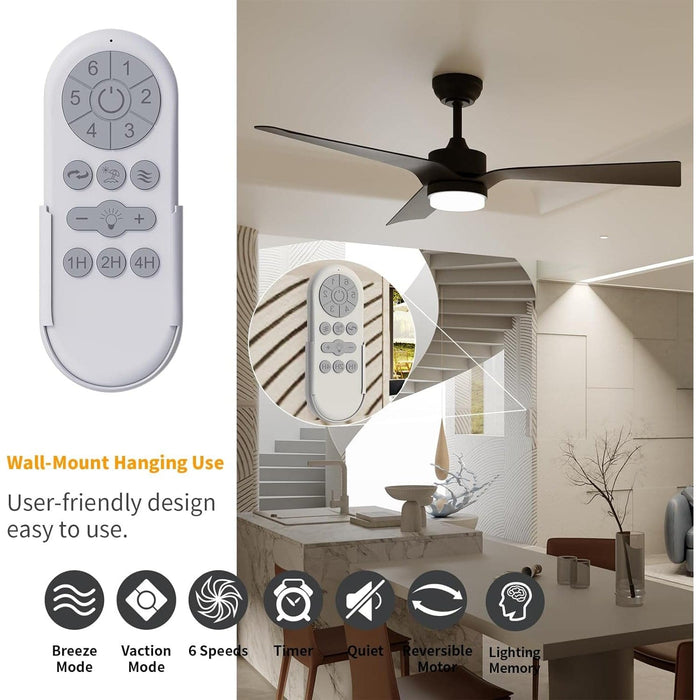 52 in. Unique Ceiling Fans with Lights and Remote Control, Indoor Ceiling Fans for Bedroom Living Room, Outdoor Fan for Patio-2-ErisView