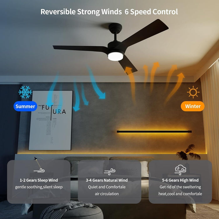 52 in. Unique Ceiling Fans with Lights and Remote Control, Indoor Ceiling Fans for Bedroom Living Room, Outdoor Fan for Patio-5-ErisView