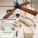 52 in. Walnut Ceiling Fan with Remote Control for Bedroom Living Room, Outdoor Farmhouse Modern Reversible Ceiling Fan for Patio-3-ErisView