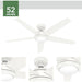 52 in. White Ceiling Fan with LED Light Kit and Remote, Metal Ceiling Fans-3-ErisView