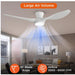 52 in. White Ceiling Fan with Lights Remote Control, Modern Low Profile Ceiling Fan, Quiet Ceiling Fans, Bedroom Ceiling Fans, Living Room Fan-5-ErisView