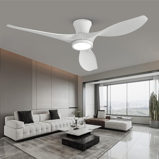 52 in. White Ceiling Fan with Lights Remote Control, Modern Low Profile Ceiling Fan, Quiet Ceiling Fans, Bedroom Ceiling Fans, Living Room Fan-1-ErisView