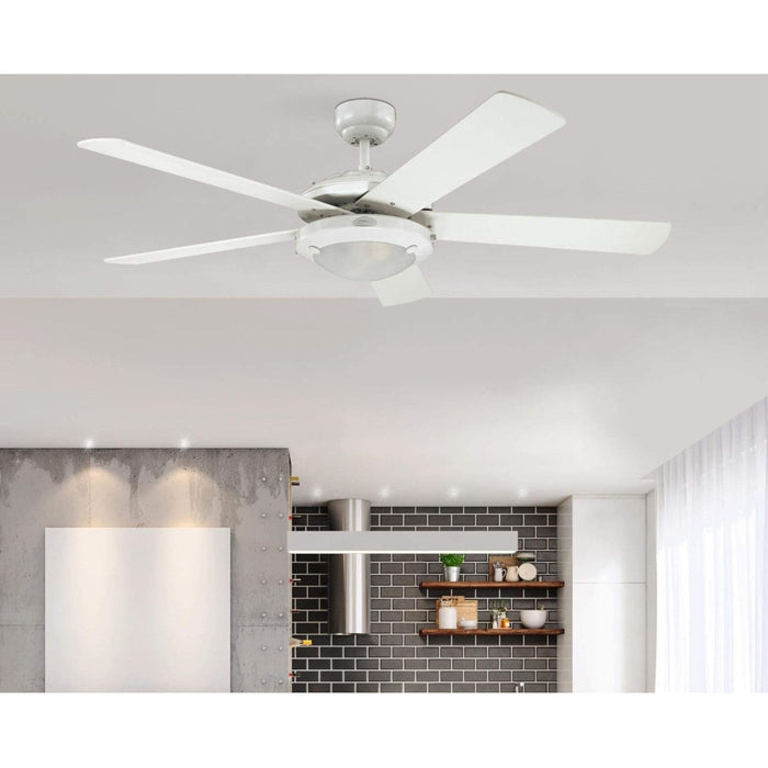 52 in. White Indoor Ceiling Fan with Light,  Modern Ceiling Fan with Light-6-ErisView