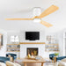 52 in. White Low Profile Ceiling Fan with Light and Remote Control, Wood Ceiling Fan for Patio Bedroom Living Room Dining Room-1-ErisView