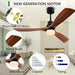 52 in. Wood Ceiling Fan, 3 Blades Ceiling Fan with Remote, Farmhouse Reversible Ceiling Fan for Patio Living Room Bedroom, Office Ceiling Fan-6-ErisView