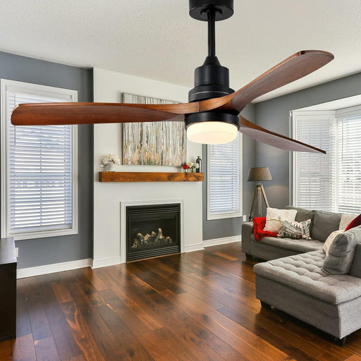 52 in. Wood Ceiling Fan, 3 Blades Ceiling Fan with Remote, Farmhouse Reversible Ceiling Fan for Patio Living Room Bedroom, Office Ceiling Fan-1-ErisView