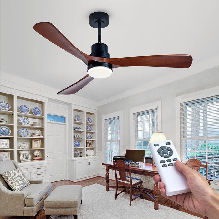 52 in. Wood Ceiling Fan with Lights Remote, High End Ceiling Fans, Low Profile Flush Mount Ceiling Fan, Modern Fan for Bedroom Living Room Kitchen-2-ErisView