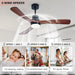 52 in. Wood Ceiling Fan with Lights Remote, High End Ceiling Fans, Low Profile Flush Mount Ceiling Fan, Modern Fan for Bedroom Living Room Kitchen-4-ErisView