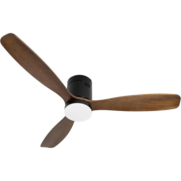 52 in. Wood Flush Mount Remote Control Ceiling Fan and Light, Dark Brown Wood Reversible Ceiling Fan-1-ErisView