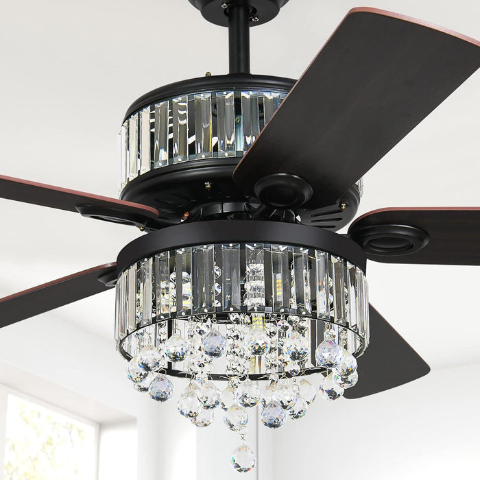 52 in. indoor Fan Ceiling Fandelier, Black Chandelier Ceiling Fan Light with Remote, Silent Reversible Fan for Summer Winter-1-ErisView