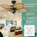 52 in.Tropical Palm Leaf Ceiling Fan with Light Kit Remote Wall Control Switch, Silent Reversible Ceiling Fan Fanlight with Clear Seeded Glass Light Kit-ErisView