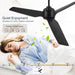 56 in. Black Ceiling Fan with Light Remote APP Control, 3 Blade Outdoor Patio Fans, Modern Reversible Ceiling Fan Summer Winter for Bedroom Living Room-4-ErisView