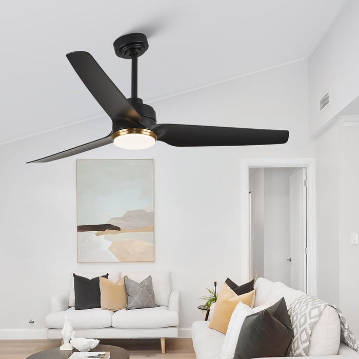 56 in. Black Ceiling Fan with Light Remote APP Control, 3 Blade Outdoor Patio Fans, Modern Reversible Ceiling Fan Summer Winter for Bedroom Living Room-9-ErisView