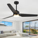 56 in. Black Ceiling Fan with Light Remote APP Control, 3 Blade Outdoor Patio Fans, Modern Reversible Ceiling Fan Summer Winter for Bedroom Living Room-1-ErisView