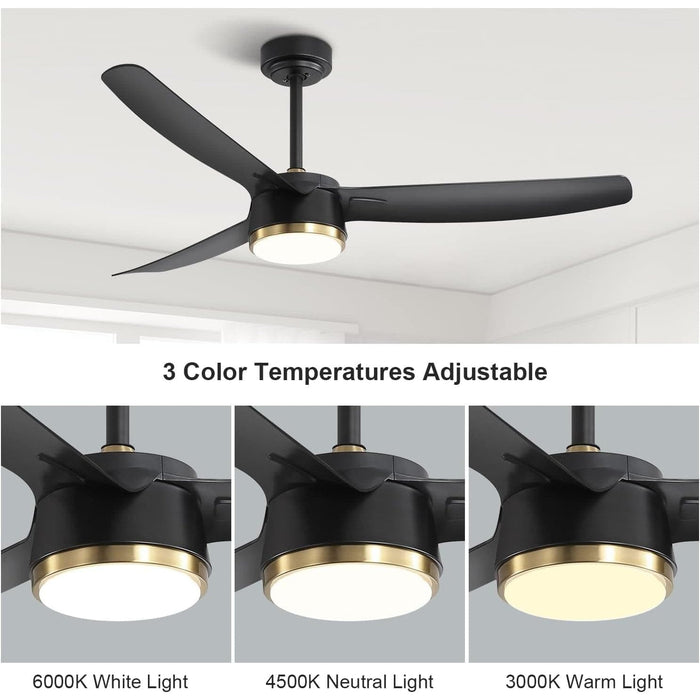 56 in. Black Ceiling Fan with Lights and Remote Control, Dimmable Modern Ceiling Fan for Living Room Fan Bedroom Living Room Office-3-ErisView