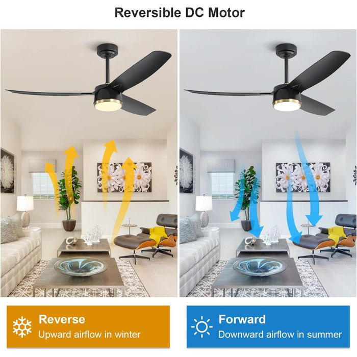 56 in. Black Ceiling Fan with Lights and Remote Control, Dimmable Modern Ceiling Fan for Living Room Fan Bedroom Living Room Office-4-ErisView