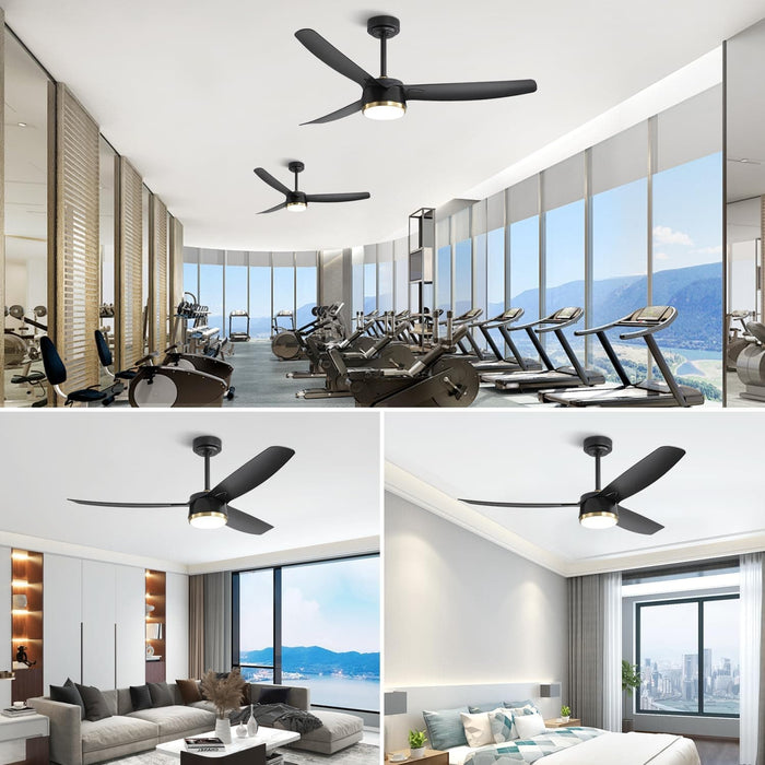 56 in. Black Ceiling Fan with Lights and Remote Control, Dimmable Modern Ceiling Fan for Living Room Fan Bedroom Living Room Office-6-ErisView