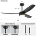 56 in. Black Ceiling Fan with Lights and Remote Control, Dimmable Modern Ceiling Fan for Living Room Fan Bedroom Living Room Office-7-ErisView