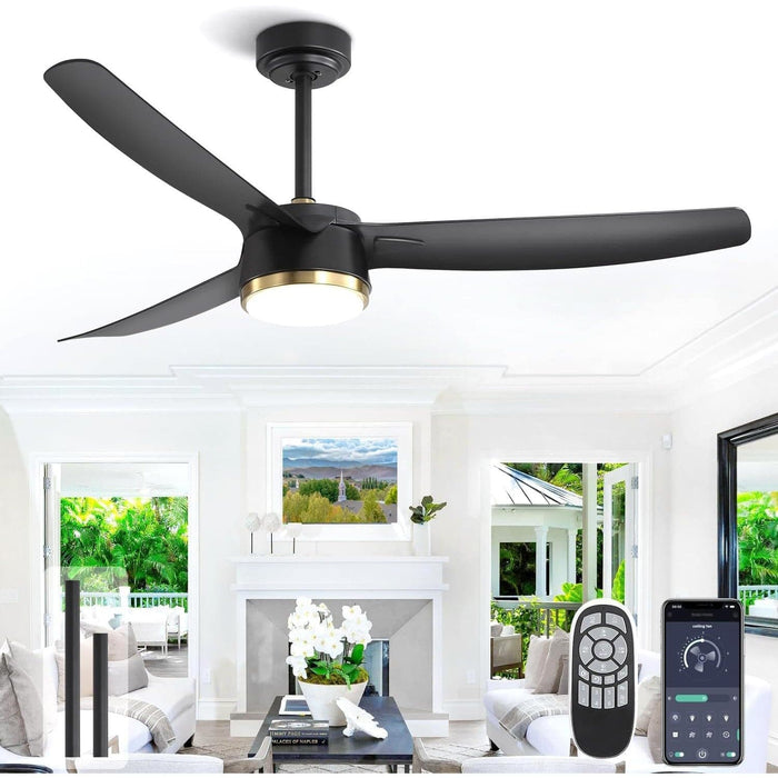 56 in. Black Ceiling Fan with Lights and Remote Control, Dimmable Modern Ceiling Fan for Living Room Fan Bedroom Living Room Office-1-ErisView