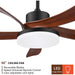 56 in. Farmhouse Brown Remote Control Ceiling Fan and Light, Dimmable Noiseless Reversible Ceiling Fan for Bedroom Living Room Patio Porch-2-ErisView