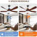 56 in. Farmhouse Brown Remote Control Ceiling Fan and Light, Dimmable Noiseless Reversible Ceiling Fan for Bedroom Living Room Patio Porch-3-ErisView