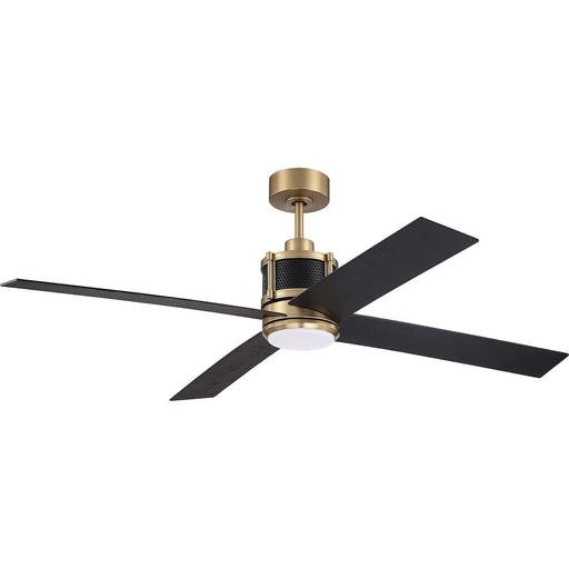 56 in. Flat Black Ceiling Fan with LED Light and Remote, Satin Brass Ceiling Fan-1-ErisView