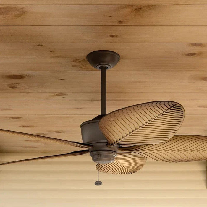 56 in. 5-Blade Bronze Ceiling Fan without Light, Outdoor Tropical Ceiling Fan with Walnut Blades Pull Chain for Porch-ErisView