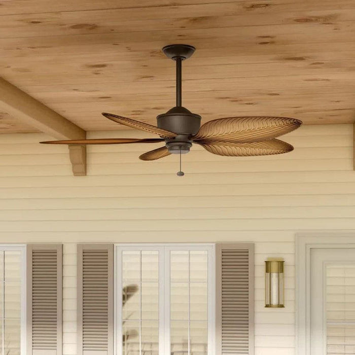 56 in. 5-Blade Bronze Ceiling Fan without Light, Outdoor Tropical Ceiling Fan with Walnut Blades Pull Chain for Porch-ErisView