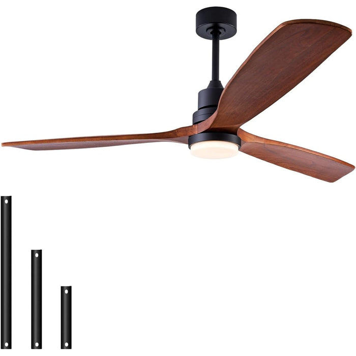 56 in. Wood Remote Control Fan with Control, Indoor Outdoor Wood Ceiling Fan, Outdoor Modern Ceiling Fan with 3 Blades for Living Room Office Hallway Patio-7-ErisView