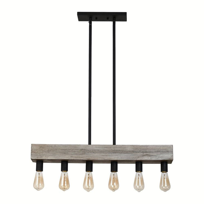 6-Light Antique Linear Wooden Island Pendant Light Fixture, Farmhouse Rectangle Ceiling Light for Dining Room Living Room-ErisView