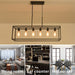 6-Light Rectangle Pendant Light, Modern Black Linear Pendant Light with Industrial Cage for Kitchen Island Dining Room Living Room Bar Restaurant-ErisView