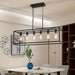 6-Light Rectangle Pendant Light, Modern Black Linear Pendant Light with Industrial Cage for Kitchen Island Dining Room Living Room Bar Restaurant-ErisView