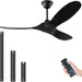 60 in. Black Ceiling Fan NO Light for Patio, Large Propeller Ceiling Fan for Sloped Ceiling, Remote Control Fan, Modern Wood Ceiling Fan for Gazebo-10-ErisView