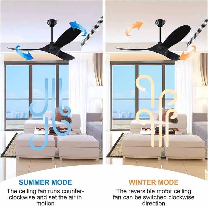 60 in. Black Ceiling Fan NO Light for Patio, Large Propeller Ceiling Fan for Sloped Ceiling, Remote Control Fan, Modern Wood Ceiling Fan for Gazebo-14-ErisView