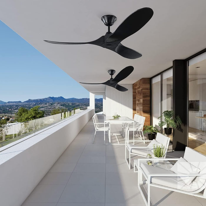 60 in. Black Ceiling Fan NO Light for Patio, Large Propeller Ceiling Fan for Sloped Ceiling, Remote Control Fan, Modern Wood Ceiling Fan for Gazebo-21-ErisView