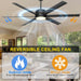 60 in. Black Outdoor Ceiling Fan with Light, Indoor Industrial Ceiling Fans with Remote APP Control, High End Ceiling Fans for Living Room Patio-4-ErisView