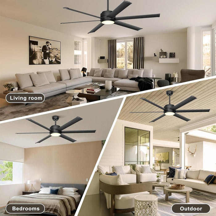 60 in. Black Outdoor Ceiling Fan with Light, Indoor Industrial Ceiling Fans with Remote APP Control, High End Ceiling Fans for Living Room Patio-7-ErisView