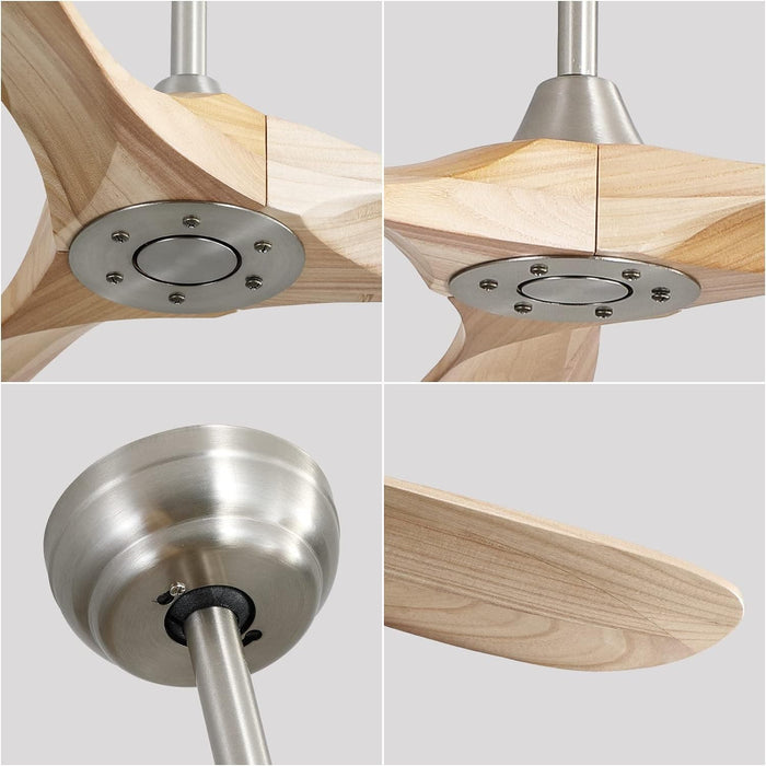 60 in. Ceiling Fan NO Light, Farmhouse Modern Ceiling Fan with Remote, 3 Wood Blades Reversible Ceiling Fan for Kitchen Bedroom Living Room Dining Room-5-ErisView